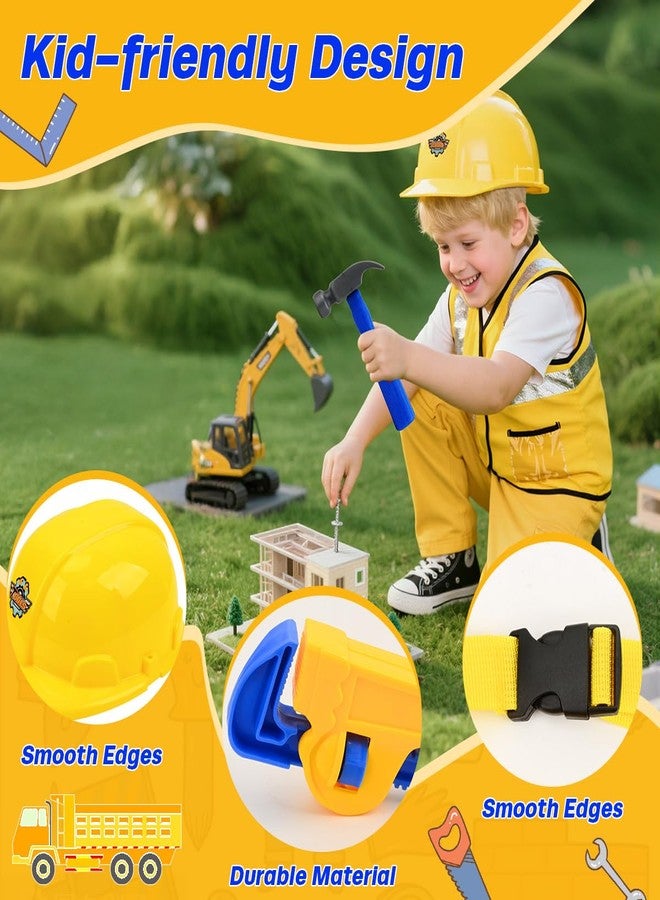 Fantspati Construction Worker Role Play Costume Dress-Up Set, Costume Kids Construction Tool Set Toddler Worker Boys Pretend Builder Career Outfit for Kids 3 4 5 6 7 Girls Boys, Halloween Role Play Toys - Image 4